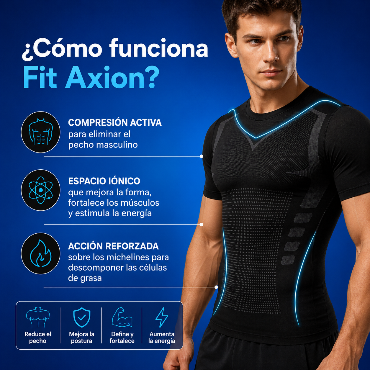 Fit Axion ® 2.0 | Endereza tu postura, comprime tu estómago, transforma tu apariencia (Version Manga Corta)